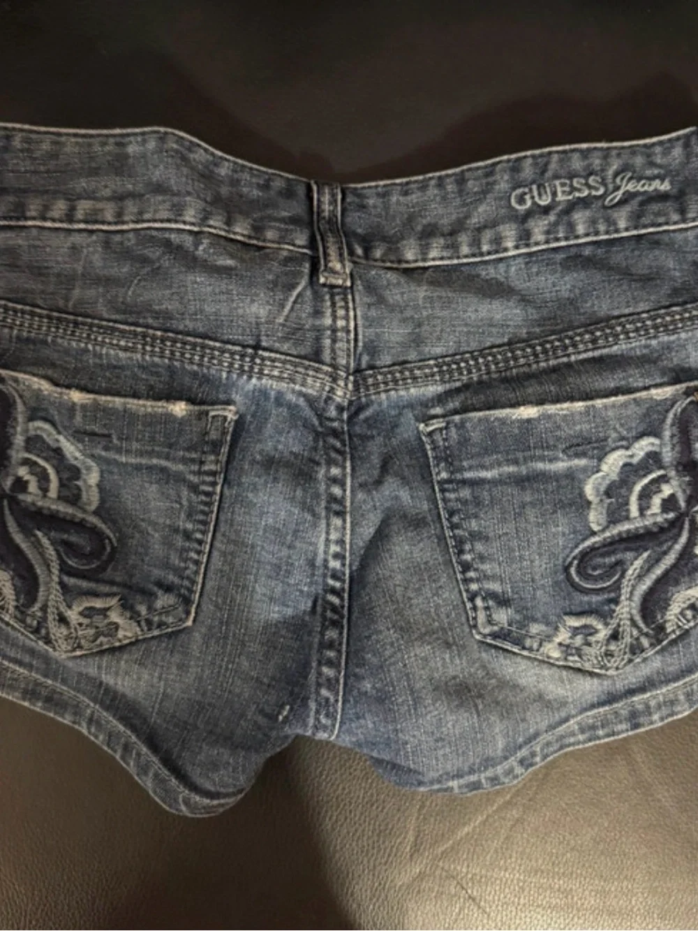 GUESS Distressed Blue Wash Denim Cutoff Shorts